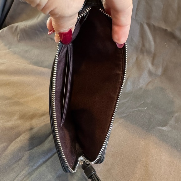 Coach Black Leather Wristlet with Embossed Logo. NWT
